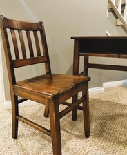 Vintage Wooden Single-Student School Desk with Lift-Top Lid — listing 5