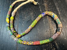 African Trade Bead Necklace with Millefiori, Chevron, and Zebra-Stripe Glass Beads — listing 2