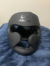 WUSAGE Full-Face Boxing Headgear (Red PU Leather)
