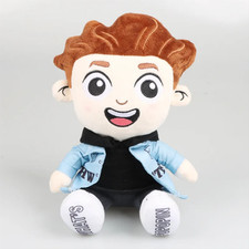 Plush Doll with Black and Blue Hair, Striped Top and Blue Skirt (Character Plush, Maker Unknown) — listing 4