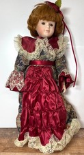 Anco Vintage Porcelain Doll in Red Velvet Cape with Faux Fur Trim, 15 inch — listing 5