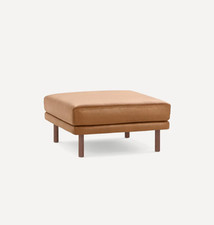 Burrow Field Leather Arm Chair, Brown Tawny Cognac, Modular with USB Charger