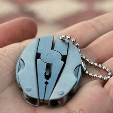 Machined Metal EDC Keychain Tool / Bit Holder Fidget with Turquoise O-Rings — listing 2