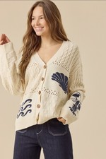 Altar'd State Cream Textured Knit Button-Front Cardigan, Size M — listing 6