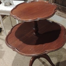 Antique Chippendale-Style Two-Tier Mahogany Dumbwaiter / Muffin Stand with Pie-Crust Carved Galleries — listing 2