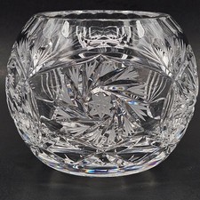 Cut Crystal Rose Bowl Vase with Pinwheel and Fan Motif — listing 4