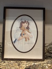 Jan Hagara Signed & Numbered Limited Edition Print - Child with Teddy Bear and Basket of Plums