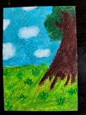 Original Landscape Painting of Trees by Water on Canvas Board — listing 4