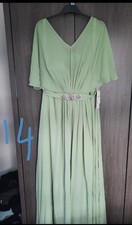 Duntery Olive Green Ruffle V-Neck Chiffon Bridesmaid Maxi Dress (160cm length) — listing 6