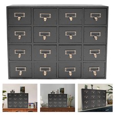 Vintage Library Card Catalog Cabinet, 60-Drawer, Oak with Aluminum Label Holders and Follower Rods — listing 6