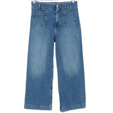 Wide-Leg Medium Wash Denim Jeans with Angled Yoke Detail — listing 3