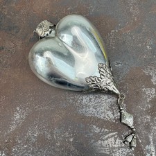 Mercury Glass Sacred Heart with Metal Rose Finial (Milagro Corazón) — listing 3