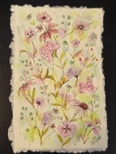Original Watercolor Painting of Stargazer Lilies, Signed, Gold Frame — listing 2