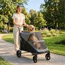 PawHut Foldable 3-Wheel Dog Stroller with 12" Rubber Wheels, Up to 22 lbs, Light Gray (Model D00-243V00LG) — listing 4