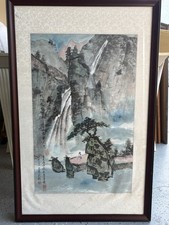 Framed Chinese Ink Painting of Li Shizhen (李時珍) Gathering Herbs — listing 4