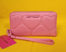 Betsey Johnson Black & White Stripe Rose Zip-Around Wristlet Wallet — listing 4