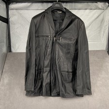Gianni Versace Men's Black Leather Blazer with Embossed Baroque Lapels — listing 2