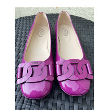 Tod's Black Suede & Patent Leather Ballet Flats with Bow, Size 6 — listing 3