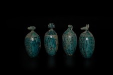 Set of 4 Egyptian Canopic Jars — Four Sons of Horus, Green Marbled Resin Souvenir Reproductions — listing 3