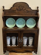 Antique 1920s Jacobean Revival Walnut China Cabinet with Fretwork Glass Door — listing 2