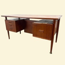 Mid-Century Danish Modern Style Teak Executive Desk with Pedestal Drawers and Matching Credenza — listing 6