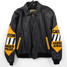 Vintage 1980s Black Patchwork Leather Bomber Jacket, Men's Size XXL — listing 2