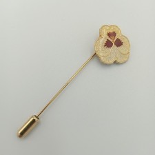Vintage Guilloche Enamel Rose Stick Pin with Scalloped Bezel and Clutch — listing 2