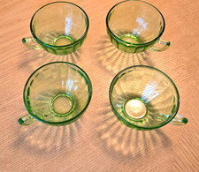 Federal Glass Green Uranium Vaseline Glass Cup and Saucer, Optic Panel Pattern, 3.5" Cup / 5" Saucer — listing 2