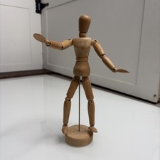 Vintage Wooden Artist's Articulated Mannequin Figure, 14" Tall on Round Base — listing 4