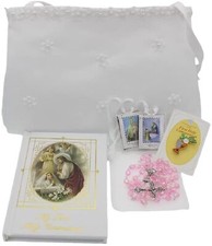Vintage First Communion Keepsake Lot — Pink Vinyl Case, Prayer Book, Scapular, Veil — listing 3
