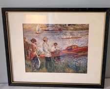 Vintage Renoir "Girl in a Straw Hat" Print in Professional Custom Wood Frame, 8x10 — listing 2