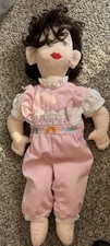 Handmade Cloth Rag Doll with Hand-Painted Face, Yarn Braids, and Cream Muslin Dress — listing 2