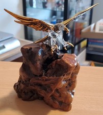 Pair of Crystal Eagle Figurines on Frosted Domed Bases