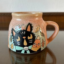 Handmade Studio Pottery Stoneware Mug with Blue Cat Design — listing 2