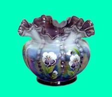 Fenton Iridescent Green JIP (Jack-in-the-Pulpit) Vase in Wrought Iron Leaf Stand, 11 inch — listing 5