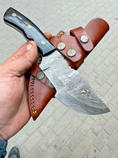 Hand-Forged Fixed-Blade Belt Knife with Wood Handle and Fringed Leather Sheath — listing 6