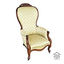 Antique Victorian Carved Mahogany Gentleman's Parlor Armchair — listing 2