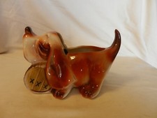 Handmade Ceramic St. Bernard Dog Figurine with Barrel Yes, an impressed stamp or numbers
