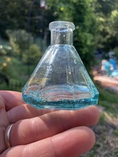 Antique Green Glass Octagonal Cone Ink Bottle (Umbrella Inkwell), circa 1840-1860, 2.5 inch — listing 4