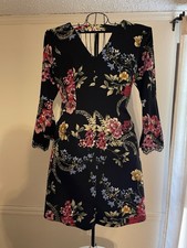 Roz & Ali Teal Green Crochet Lace Fit-and-Flare Belted Dress, Size 8 — listing 5
