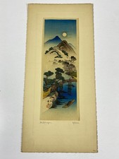Keisai Eisen Ukiyo-e Woodblock Print Hanging Scroll, Bijin with Fan — listing 4