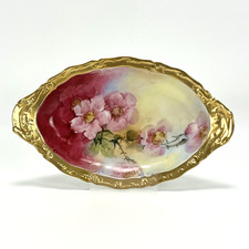 Limoges France Porcelain Rose Floral Mint / Cracker Tray with Gold Trim — listing 3