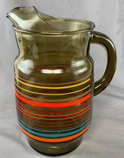 Pair of Smoked Glass Pitchers with Amber Applied Handles — listing 3