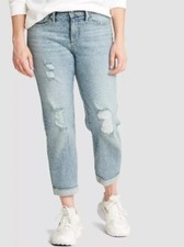 Signature by Levi Strauss & Co. Mid-Rise Cuffed Slim Boyfriend Capris, Dark Blue Wash 12 / 31 — listing 2