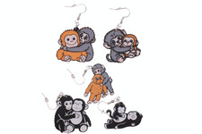 Nazca Lines Spiral Monkey Silver-Tone Dangle Earrings — listing 4