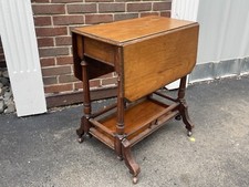 Antique Mahogany Baby Sutherland Drop-Leaf Table with Turned Gate Legs and Casters