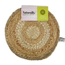 Round Woven Linen Blend Placemat Black & Natural Radial Pattern — listing 6