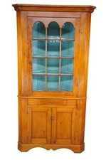 Antique Primitive Pine Two-Piece Corner Cupboard with Paneled Doors
