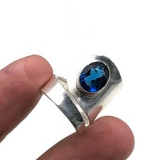 Sterling Silver Blue Topaz & Sapphire Cluster Ring — listing 4