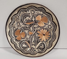 Vintage Turkish Etched Copper Wall Charger with Floral Medallion — listing 5